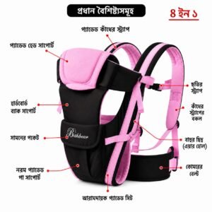 Baby carrier bag 4 in 1,(2-20 kg Capacity) pink color